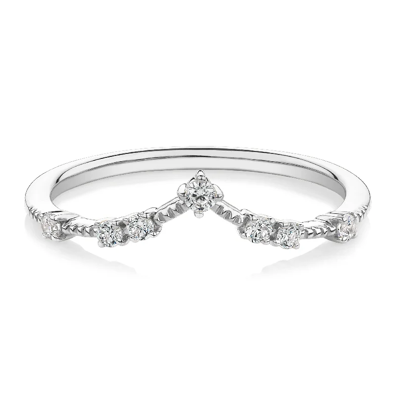 Women’s moonstone rings-Wedding or eternity band with diamond simulants in 14 carat white gold