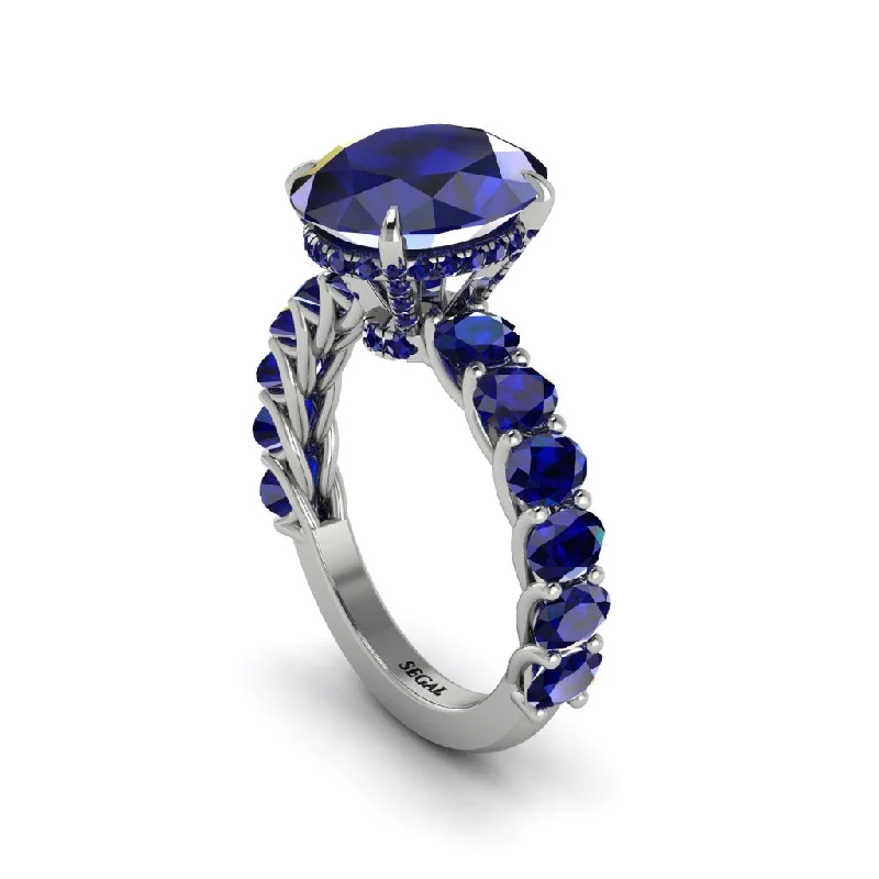 Women’s vintage-style engagement ring-4ct Oval Cut Sapphire Engagement Ring - Xena No. 75