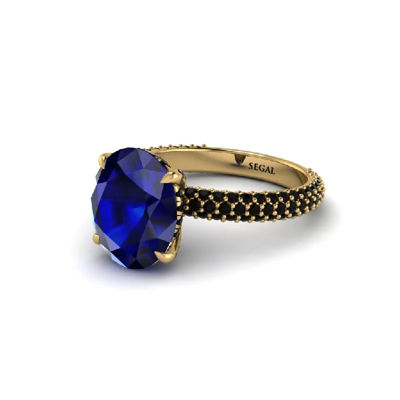 Women’s two-tone engagement ring-Oval Cut Sapphire Classic Pave Engagement Ring - Irene No. 43