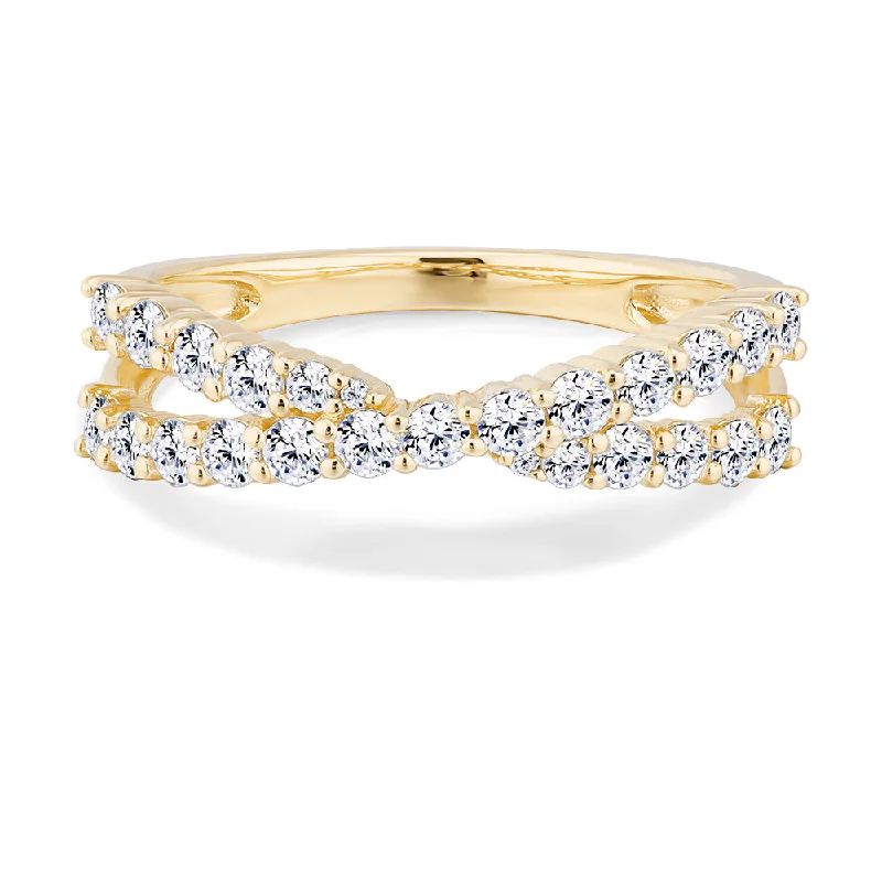 Women’s sapphire rings-Dress ring with 0.67 carats* of diamond simulants in 10 carat yellow gold