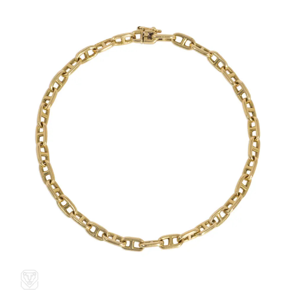 Women’s monogram bracelet-Hermès 1970s narrow Chaîne D'Ancre gold bracelet