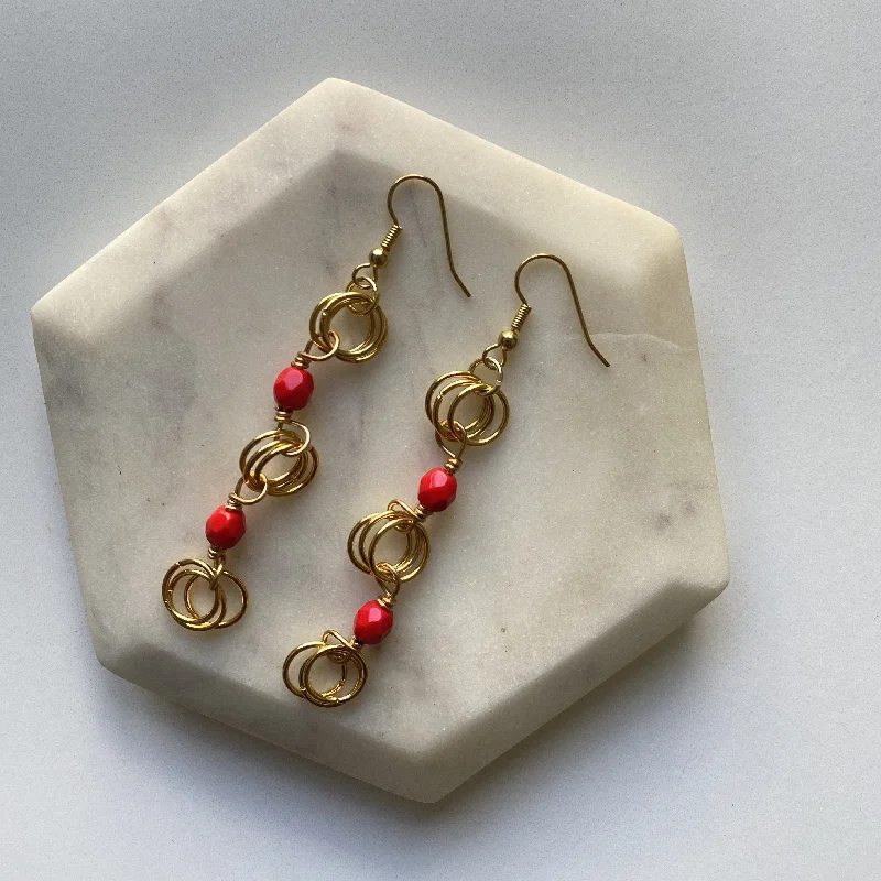 Women’s drop earrings-The Kiere Earrings in Opaque Red