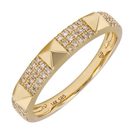 Women’s cubic zirconia wedding rings-Diamond and Gold Studs Ring