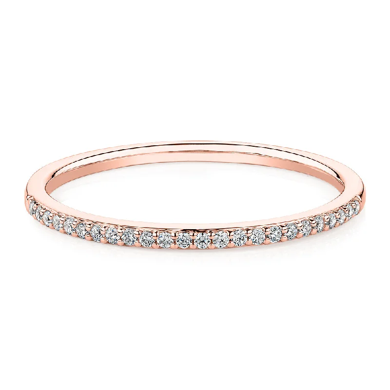 Women’s cute rings-Round Brilliant wedding or eternity band in 10 carat rose gold