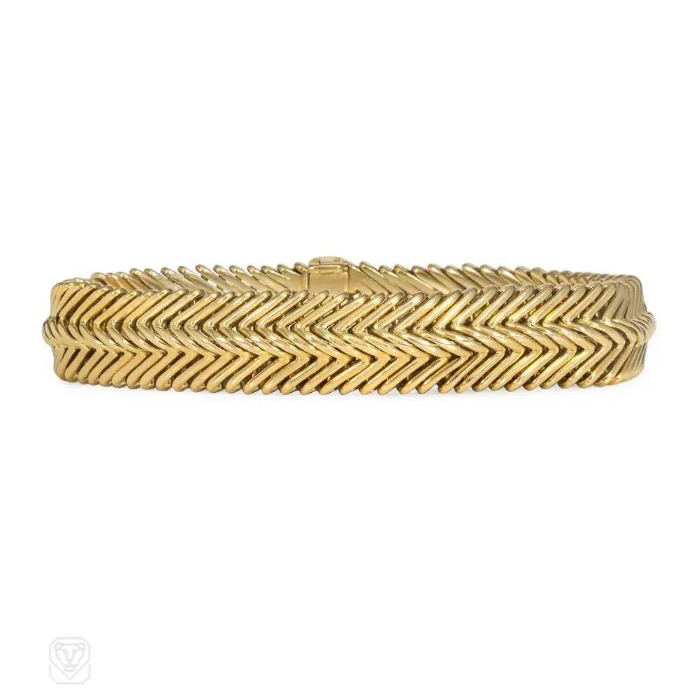 Women’s rose gold bracelet-1950s Van Cleef & Arpels "Angel Hair" gold bracelet