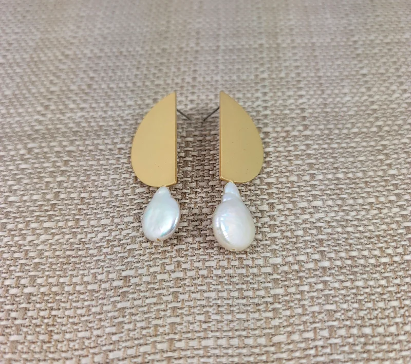 Women’s chic earrings-Gold Moon Phase Earrings