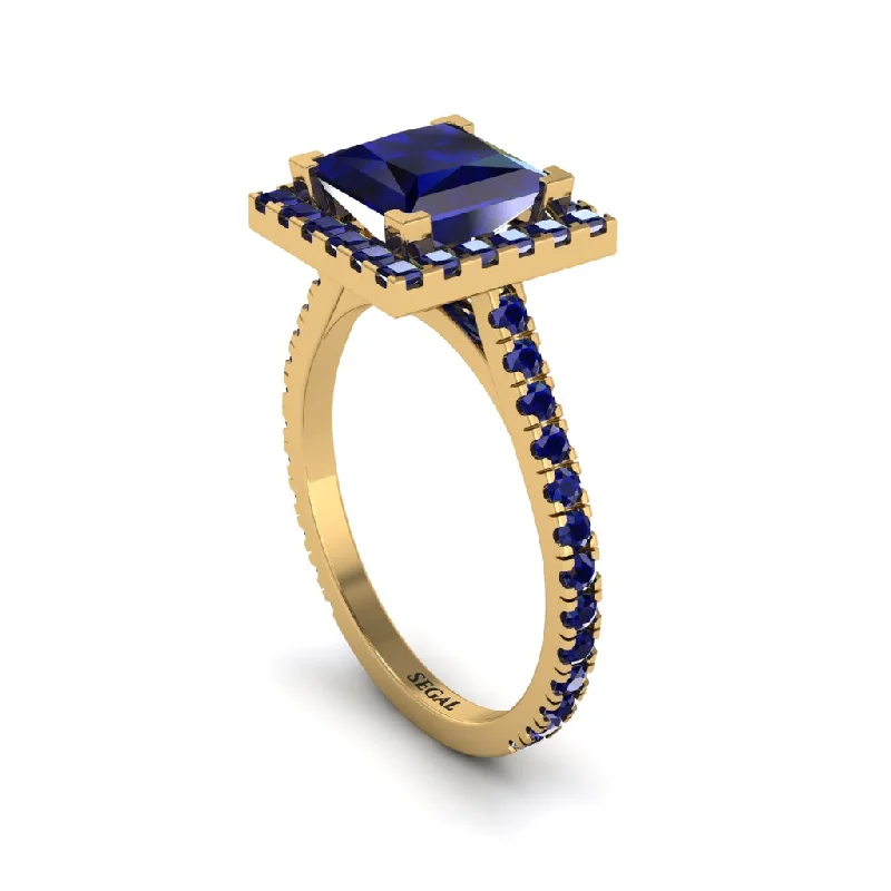 Women’s custom-designed engagement ring-Princess-Cut Floating Halo Sapphire Engagement Ring - Candice No. 73