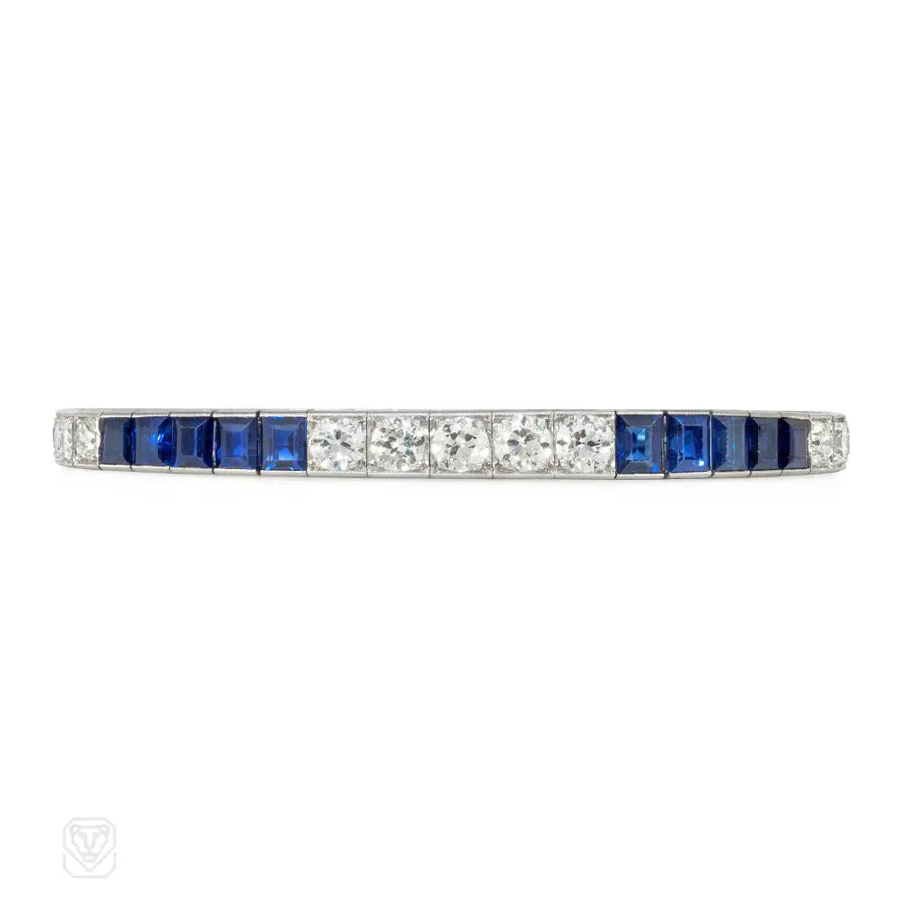 Women’s casual bracelet-Tiffany & Co. Art Deco sapphire and diamond line bracelet