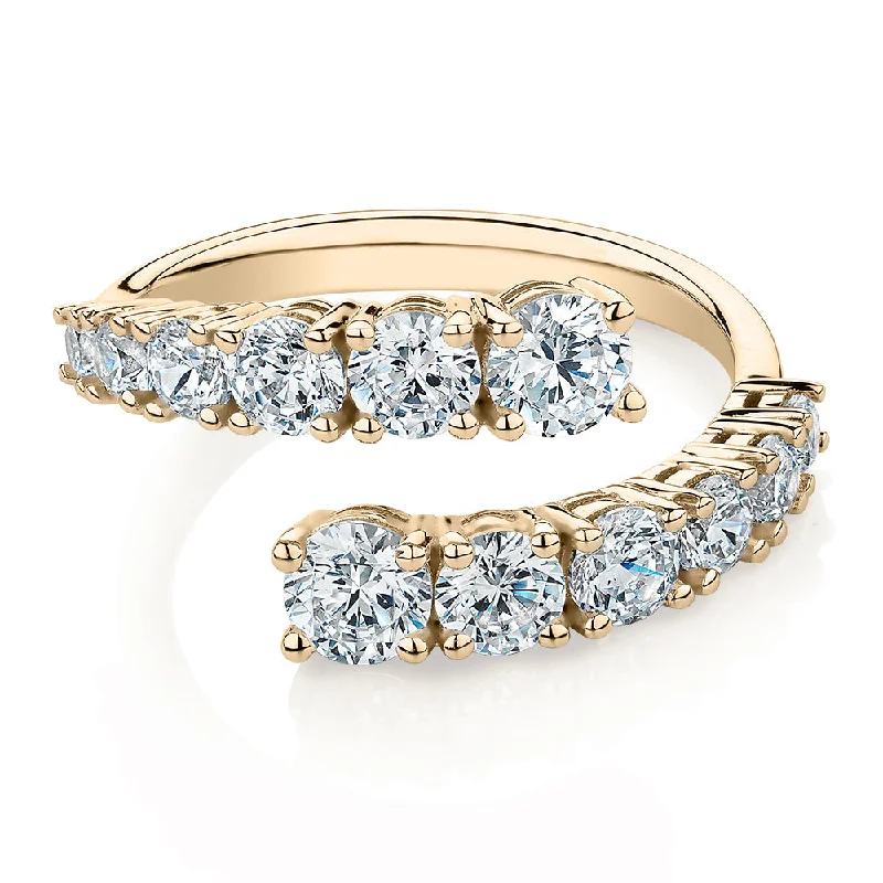 Women’s textured rings-Dress ring with 1.82 carats* of diamond simulants in 10 carat yellow gold