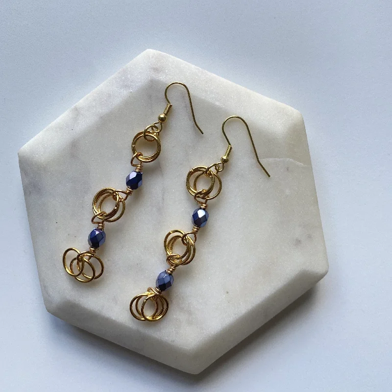 Women’s diamond earrings-The Kiere Earrings in Dark Blue