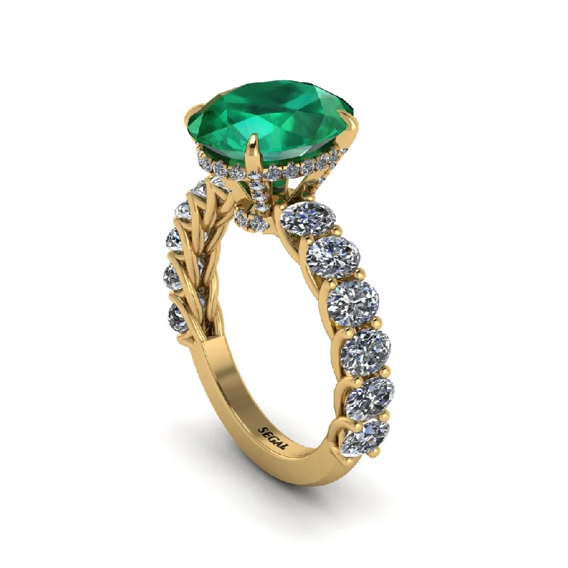 Women’s rose gold diamond ring-4ct Oval Cut Emerald Engagement Ring - Xena No. 4