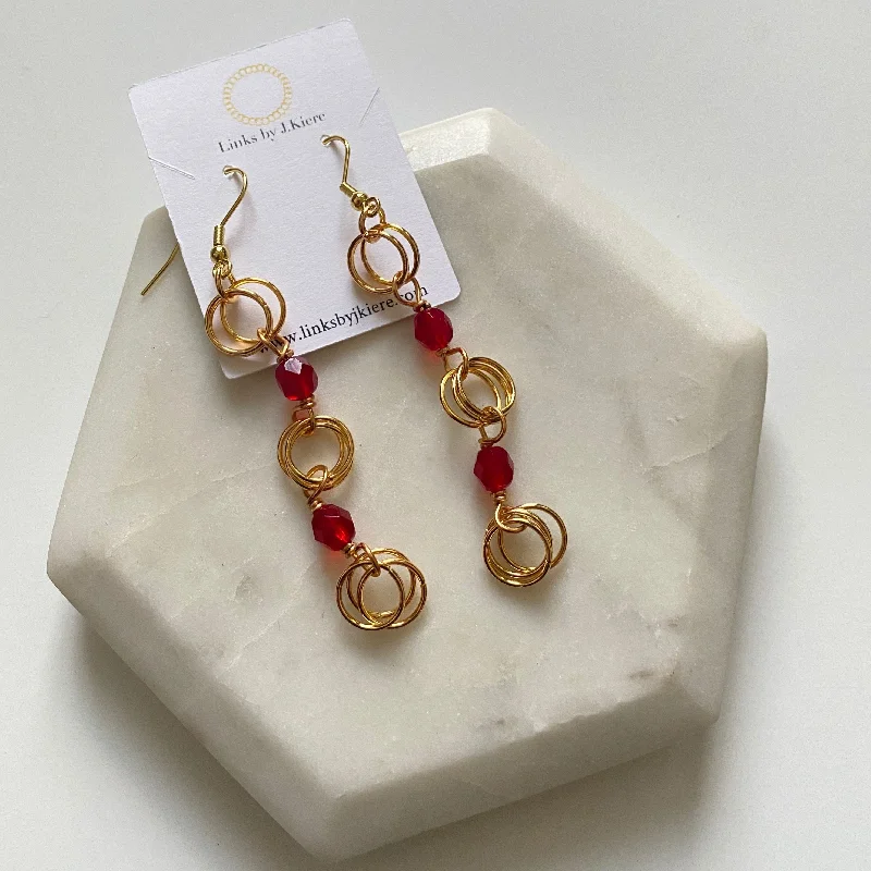 Women’s fashionable earrings-The Kiere Earrings in Ruby Red