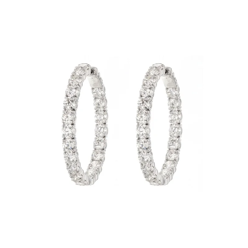 Women’s clip-on earrings-12.78 ctw Diamond 1.50" Inside-Out Hoop Earrings