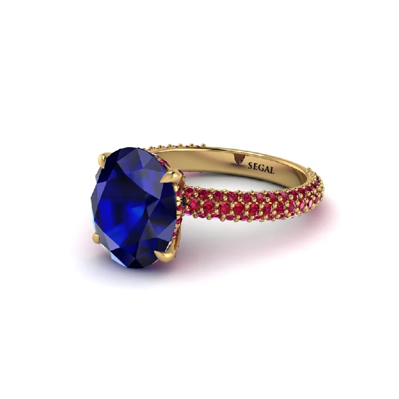 Women’s bridal engagement ring-Oval Cut Sapphire Classic Pave Engagement Ring - Irene No. 58