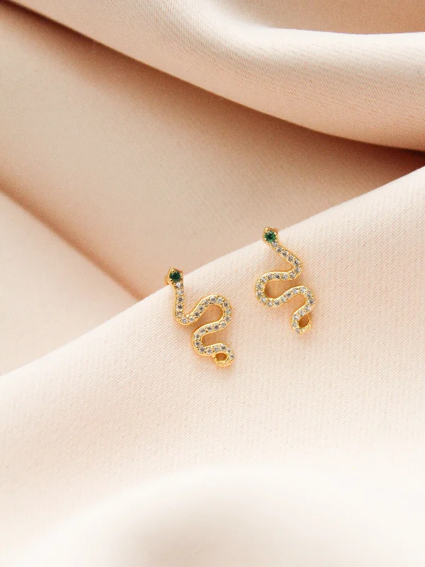 Women’s art-deco earrings-Riley Snake Earrings