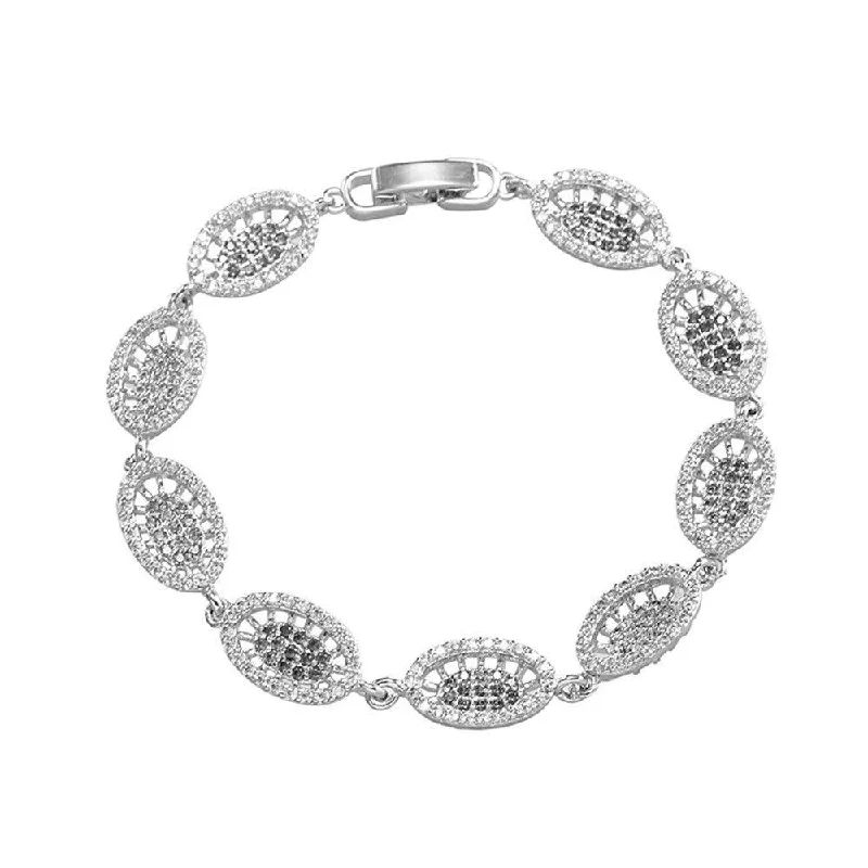 Women’s romantic bangle-Oval Link Bracelet with White Diamond Cubic Zirconia