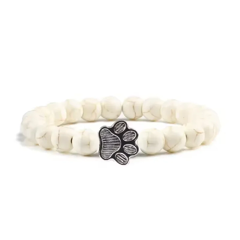 Women’s textured bracelet-PawZee Snowy Paw Print Charm Bracelet