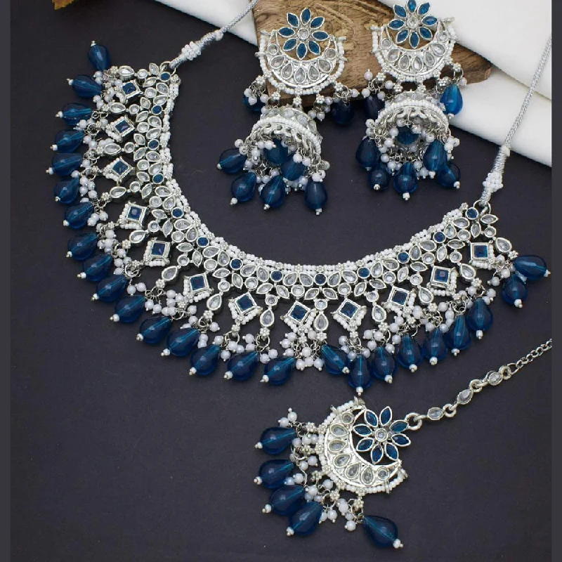 Women’s silver necklaces-Manisha Jewellery Gold Plated Crystal Stone Beads Necklace Set