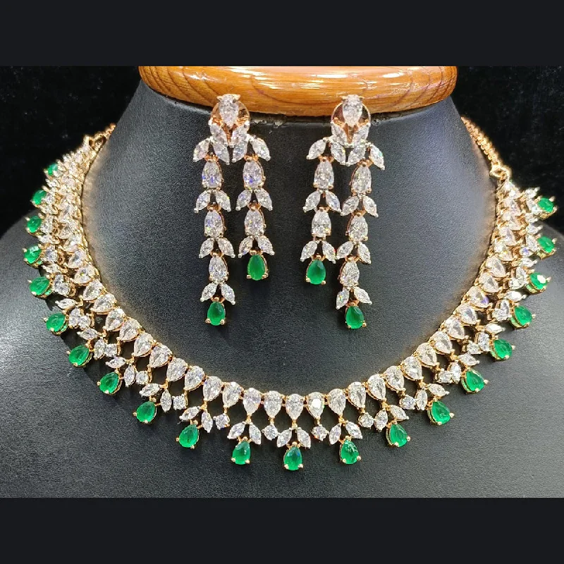 Women’s layered necklaces-Jain Jewellers Gold Plated AD Choker Necklace Set