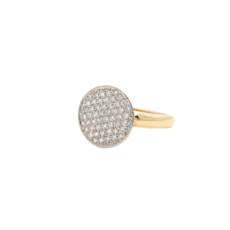 Women’s platinum rings-Diamond Orbit & Yellow Gold Ring