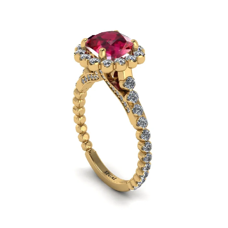 Women’s stylish engagement ring-Modern Ruby Cushion Cut Engagement Ring - Uma No. 10