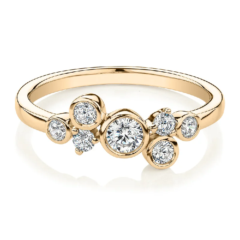 Women’s cocktail rings-Dress ring with 0.39 carats* of diamond simulants in 10 carat yellow gold