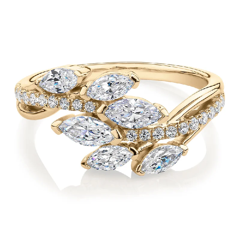 Women’s silver wedding rings-Dress ring with 1.23 carats* of diamond simulants in 10 carat yellow gold