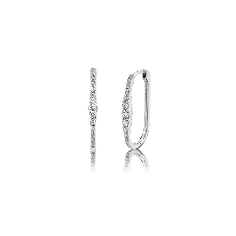 Women’s chic dangle earrings-0.29 ctw Diamond Oval Hoop Earrings