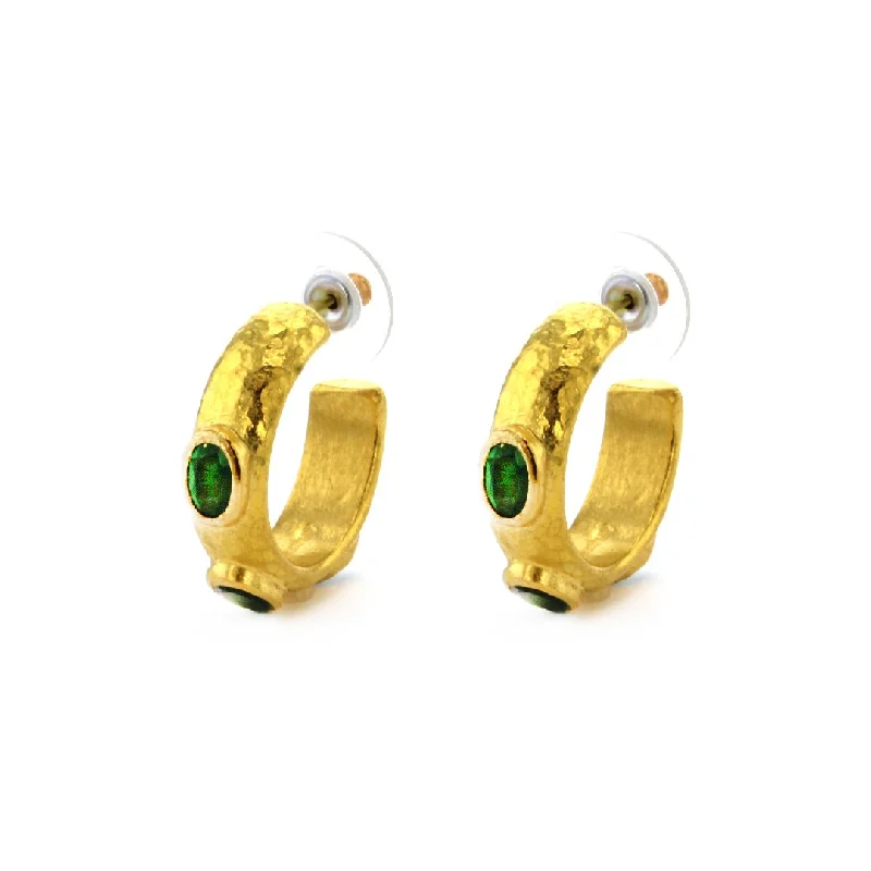 Women’s dangling earrings-Emerald Hoop Earrings