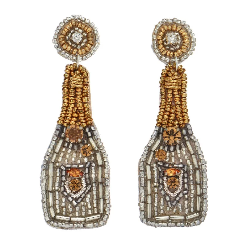 Women’s custom earrings-Beaded Earrings, Champagne Bottles