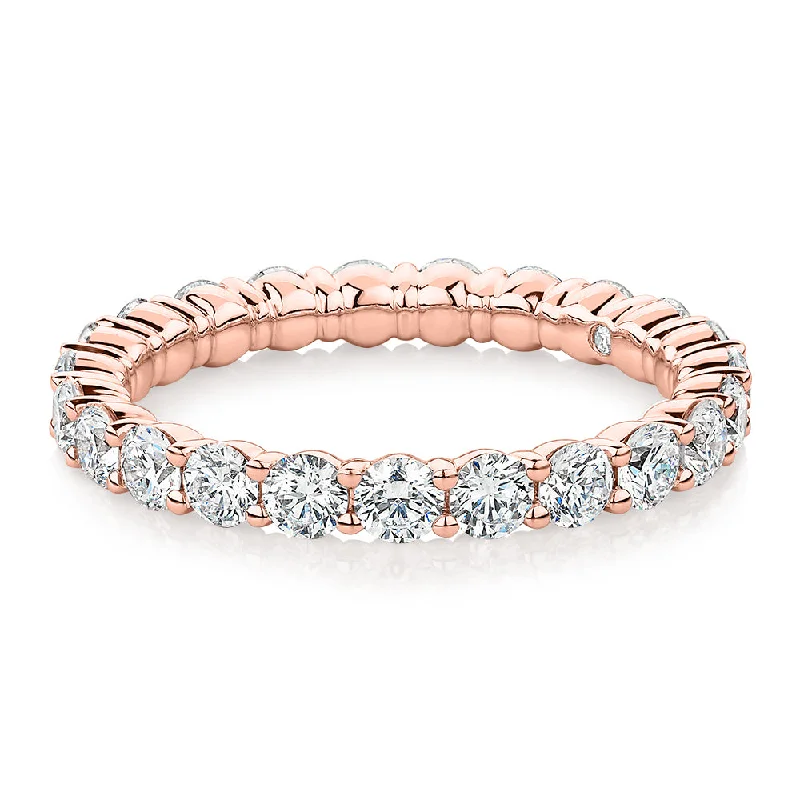 Women’s engraved wedding rings-Premium Lab-Grown Diamond, 1.86 carat TW round brilliant all-rounder wedding or eternity band in 18 carat rose gold