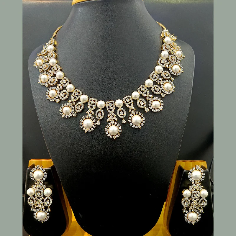 Women’s designer necklaces-Jain Jewellers Gold Plated AD Necklace Set