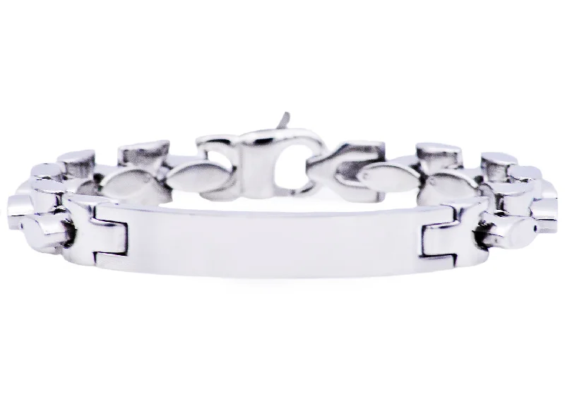 Women’s chic statement bracelet-Mens Stainless Steel ID- Engraveable Bracelet