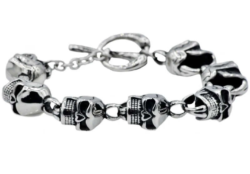 Women’s elegant cuff bracelet-Mens Stainless Steel Skull Bracelet