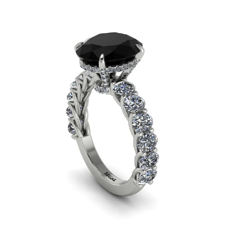 Women’s bold engagement ring-4ct Oval Cut Black Diamond Engagement Ring - Xena No. 9