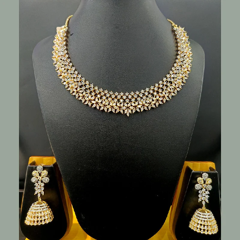 Women’s thick chain necklaces-Jain Jewellers Gold Plated AD Necklace Set