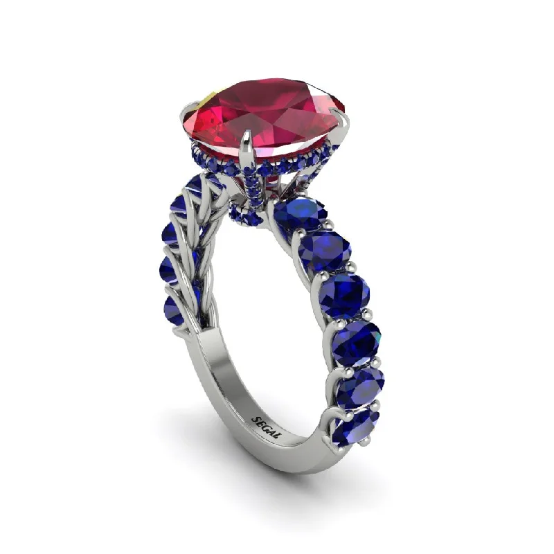 Women’s gemstone wedding ring-4ct Oval Cut Ruby Engagement Ring - Xena No. 72