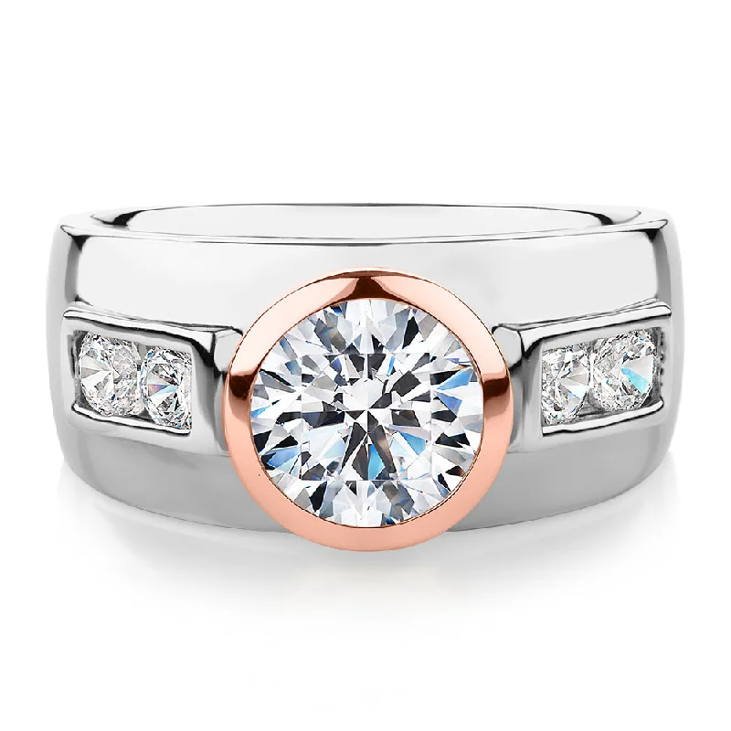 Women’s oval rings-Synergy dress ring with 2.11 carats* of diamond simulants in 10 carat rose gold and sterling silver