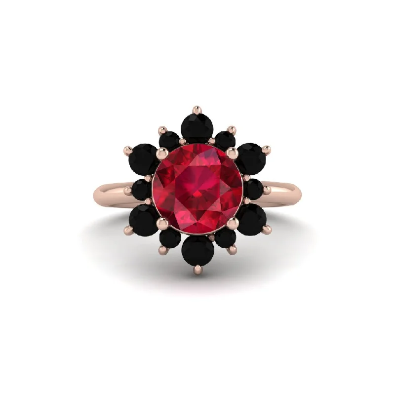 Women’s antique engagement ring-Vintage Ruby Snowflake Engagement Ring - Priscilla No. 41