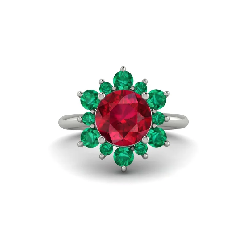 Women’s eternity engagement ring-Vintage Ruby Snowflake Engagement Ring - Priscilla No. 27