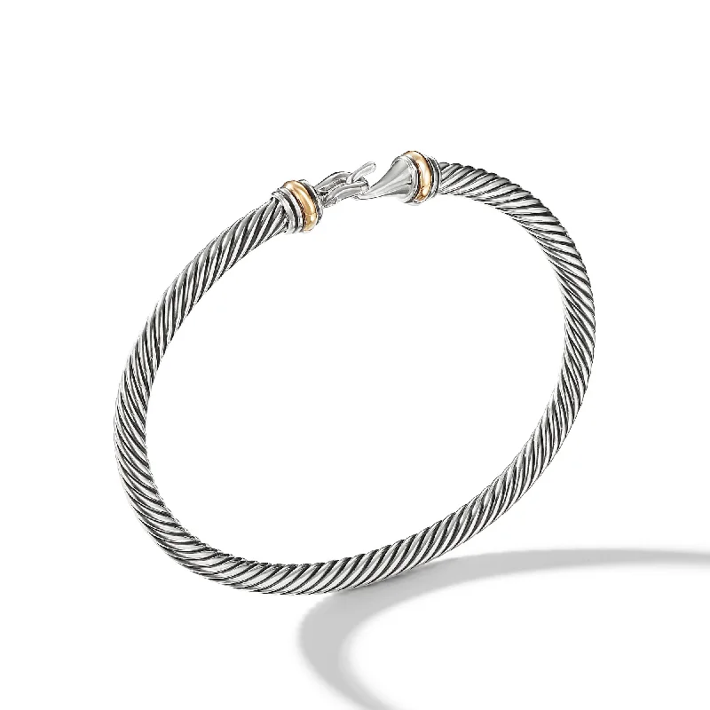 Women’s bangle bracelet-Buckle Classic Cable Bracelet in Sterling Silver with 18K Yellow Gold\, 4mm