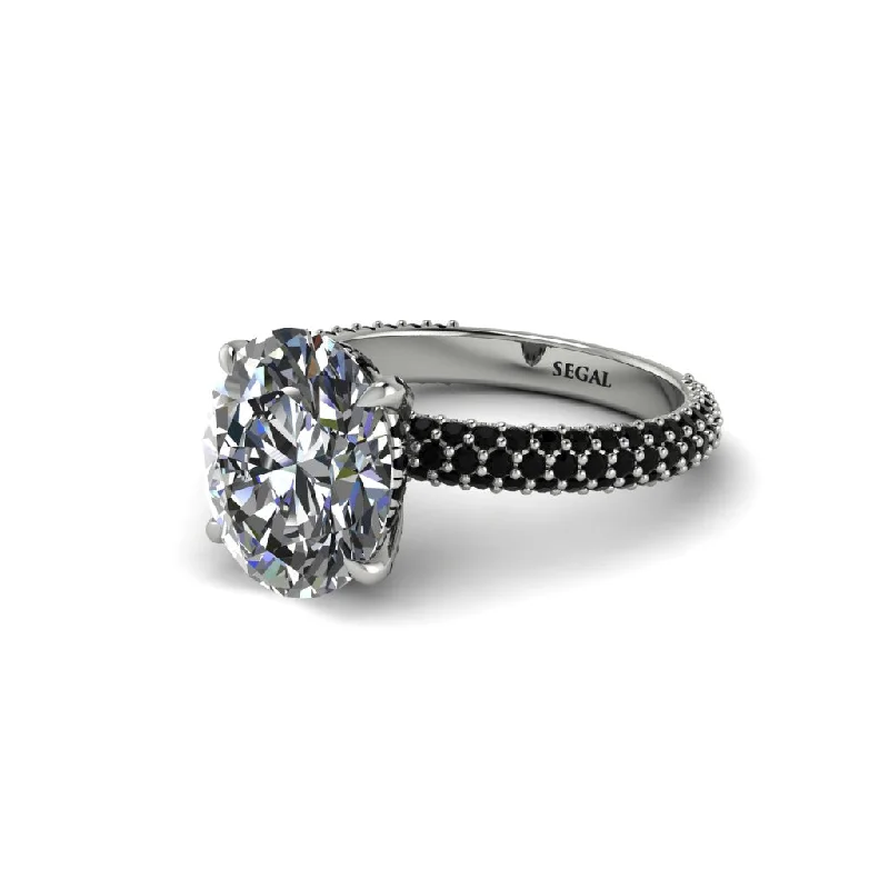 Women’s signature engagement ring-Oval Cut Diamond Classic Pave Engagement Ring - Irene No. 33