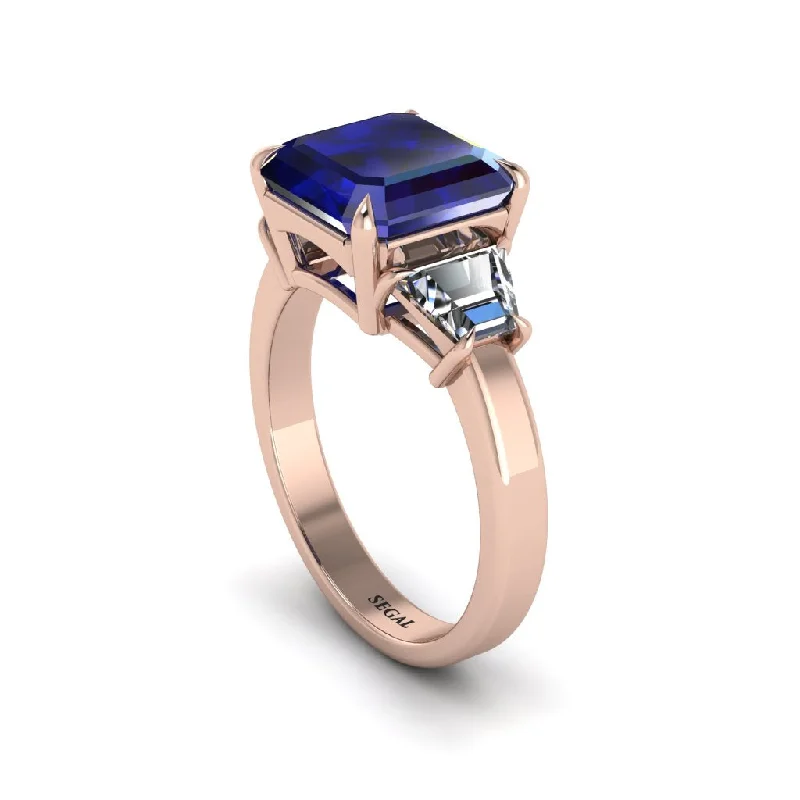 Women’s alternative engagement ring-Three Stone Sapphire Engagement Ring - Bethany No. 14