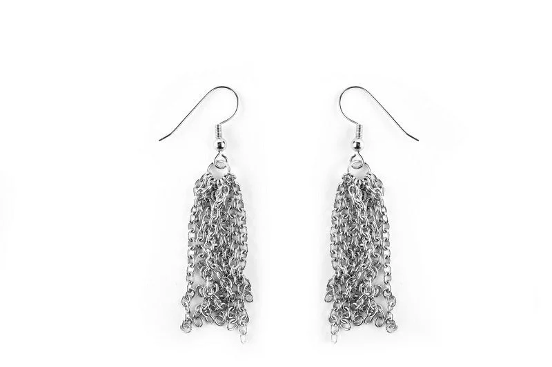 Women’s stud earrings-Silver Tassel Earrings