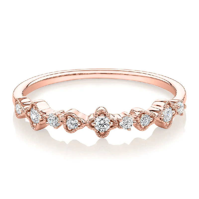 Women’s affordable rings-Wedding or eternity band with diamond simulants in 10 carat rose gold