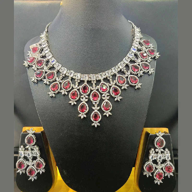 Women’s bridal necklaces-Jain Jewellers Silver Plated AD Necklace Set