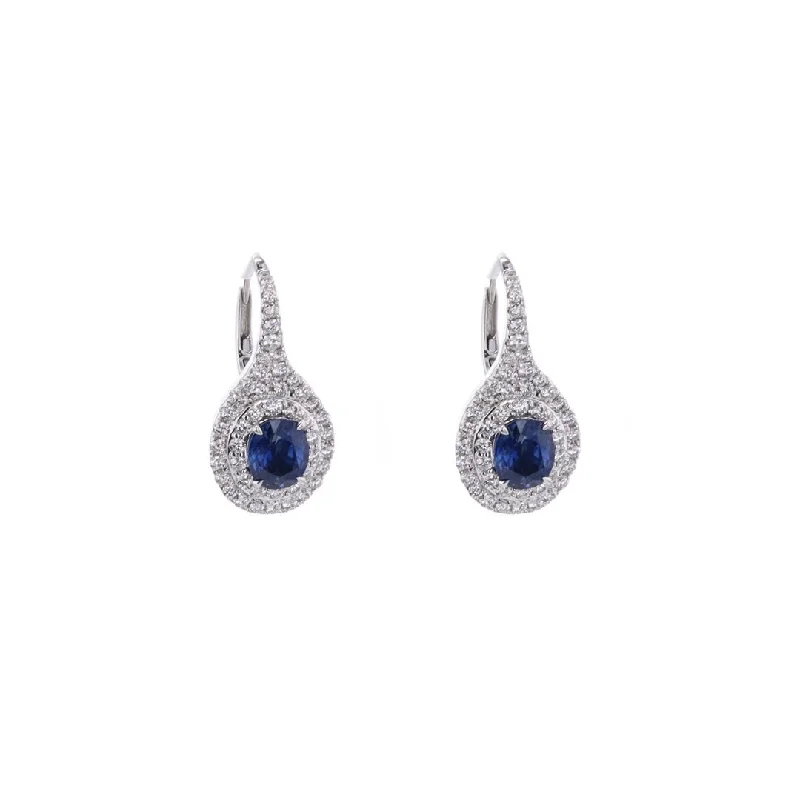 Women’s fashionable earrings-Blue Sapphire & Diamond Drop Earrings