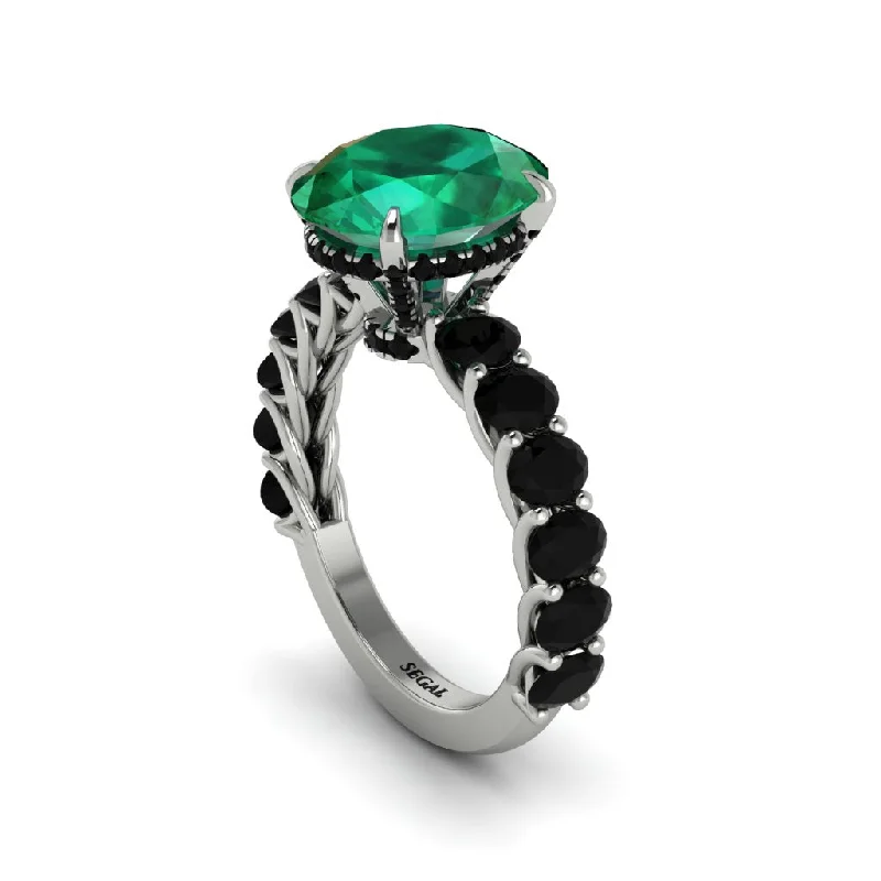 Women’s halo diamond engagement ring-4ct Oval Cut Emerald Engagement Ring - Xena No. 36