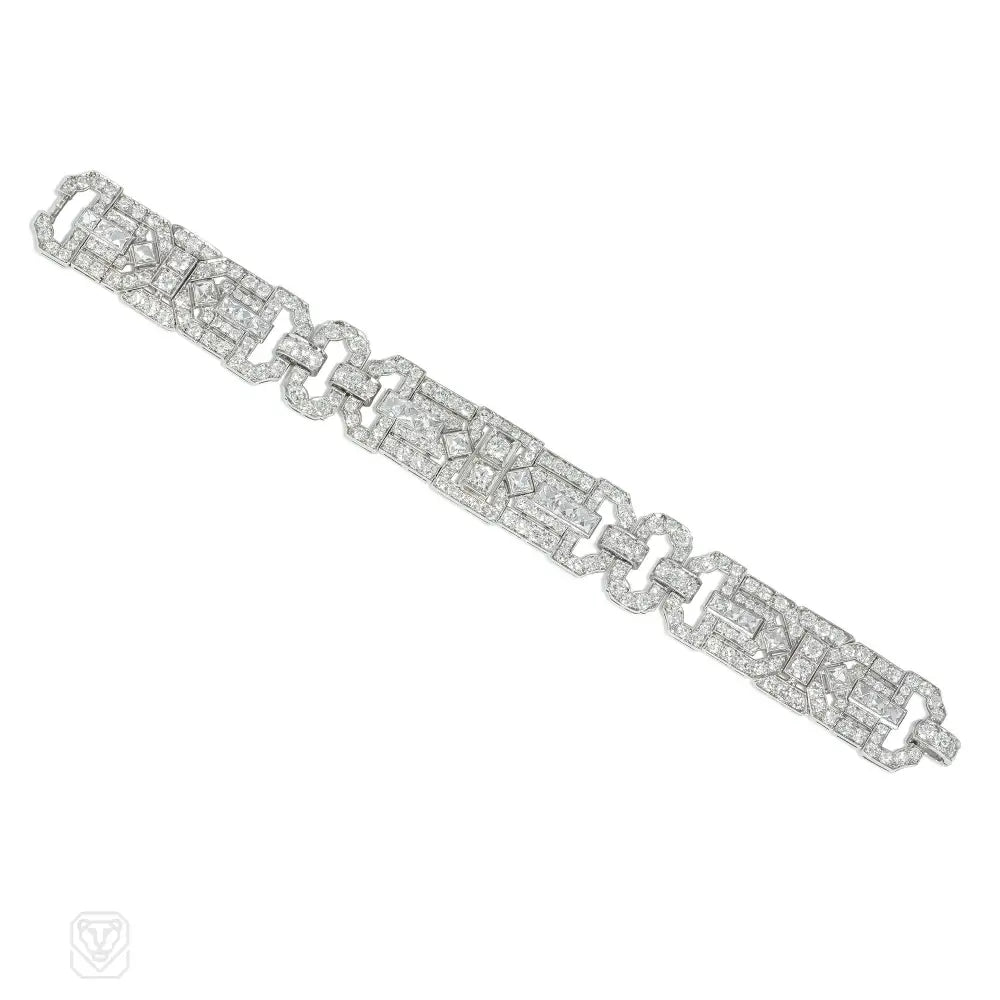 Women’s bridal bracelet-1920s diamond and platinum strapwork bracelet