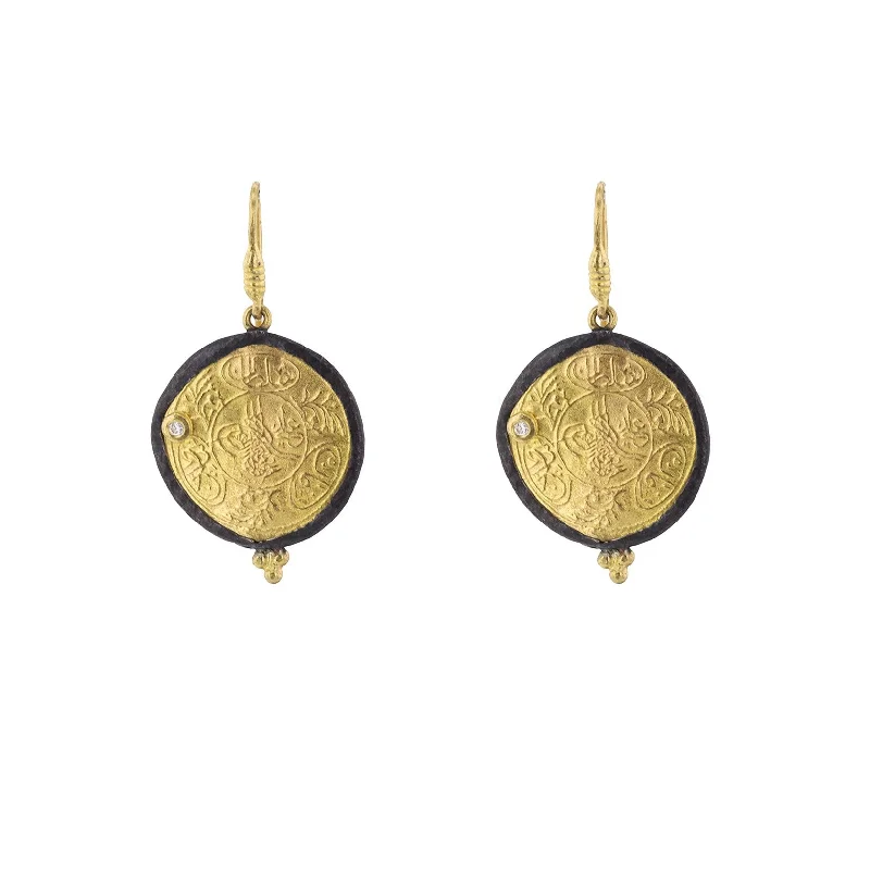 Women’s affordable earrings-Diamond Drop Disc Earrings